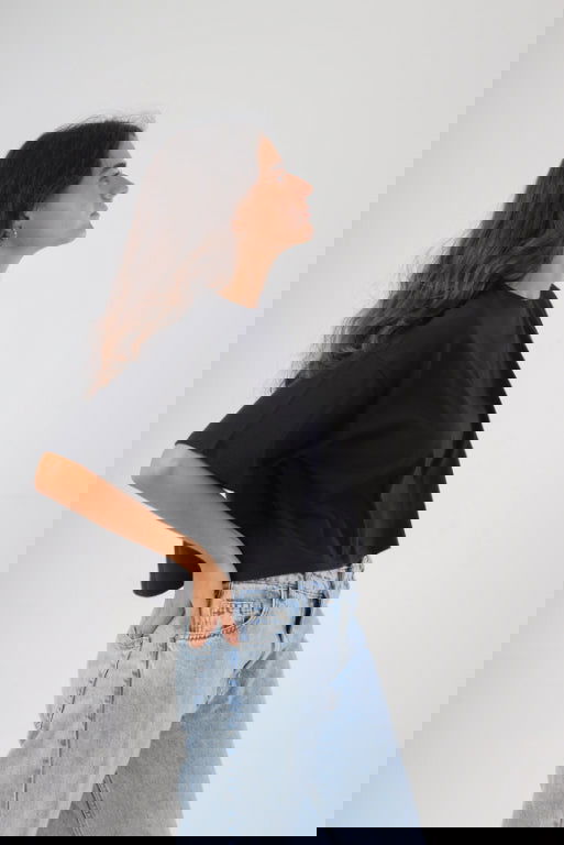 Basic Oversize Crop Top-Black - REDDOT