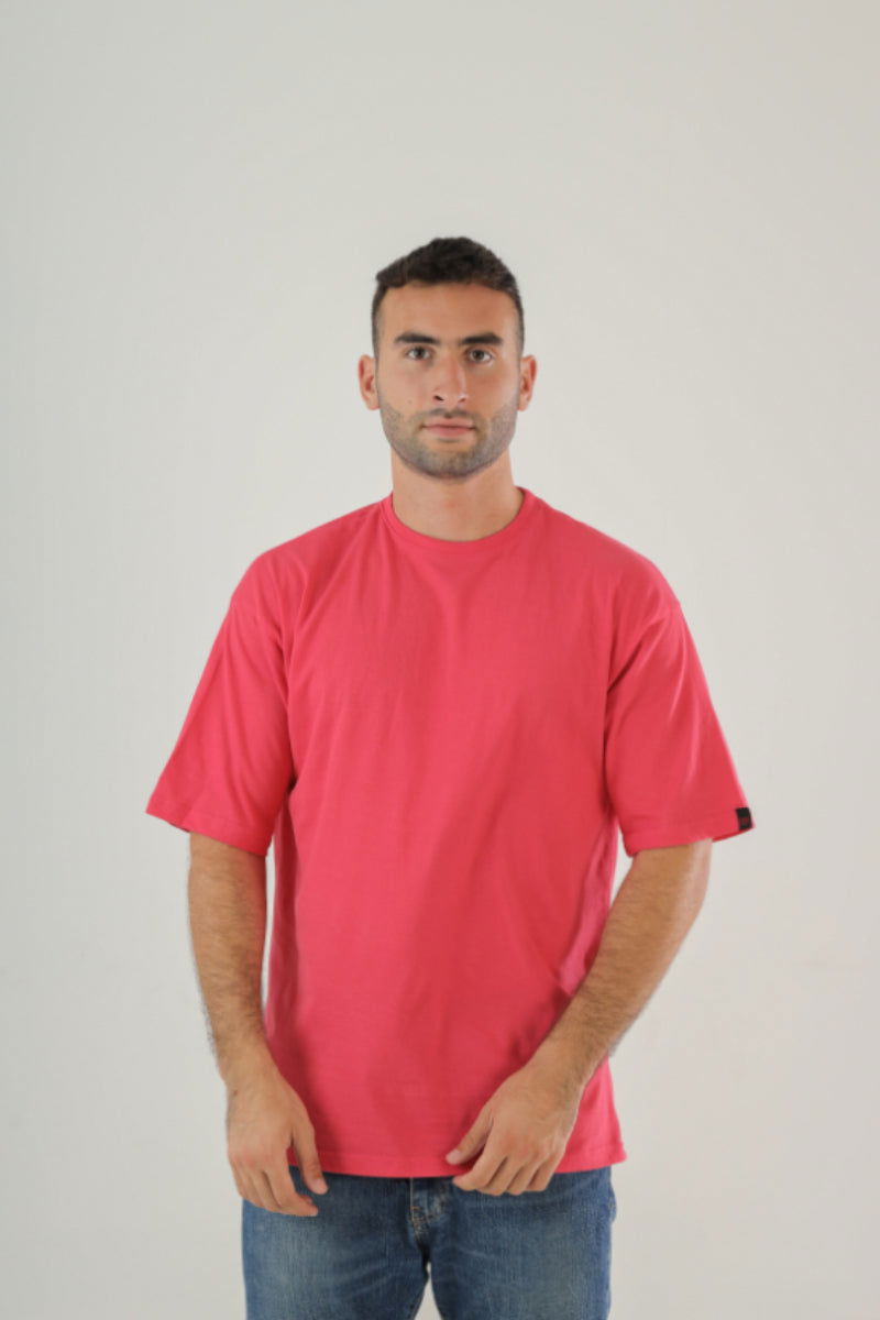 Basic Oversized Tee Labeled-Hot Pink - REDDOT