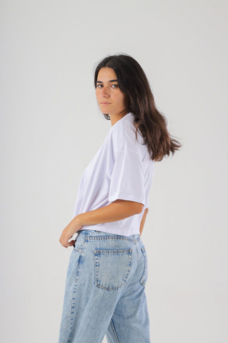 Basic Oversized Tee Labeled-White - REDDOT