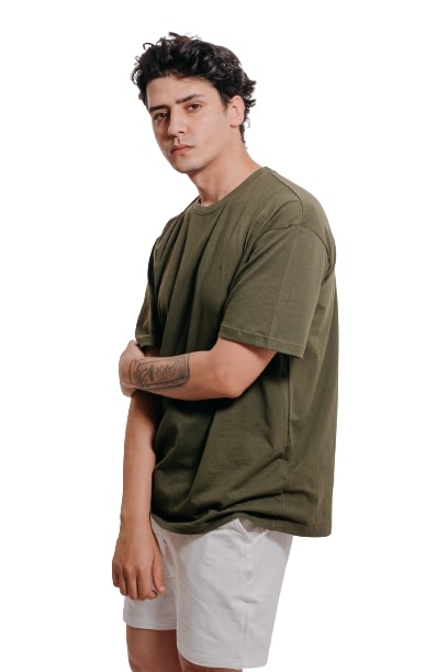 Colorful Comfy oversized Tee-Olive - REDDOT