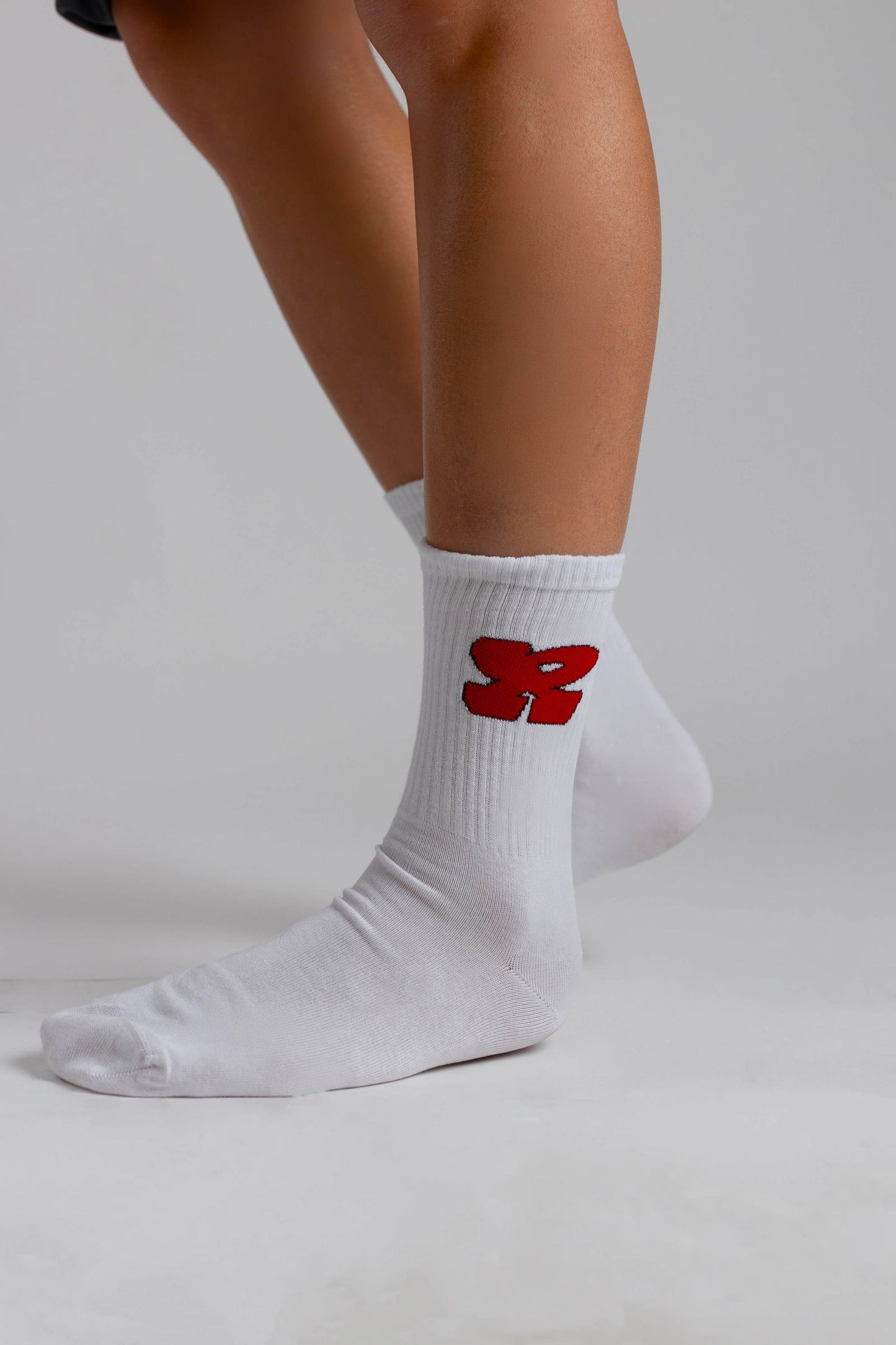 Mid Calf Cotton Socks-White - REDDOT