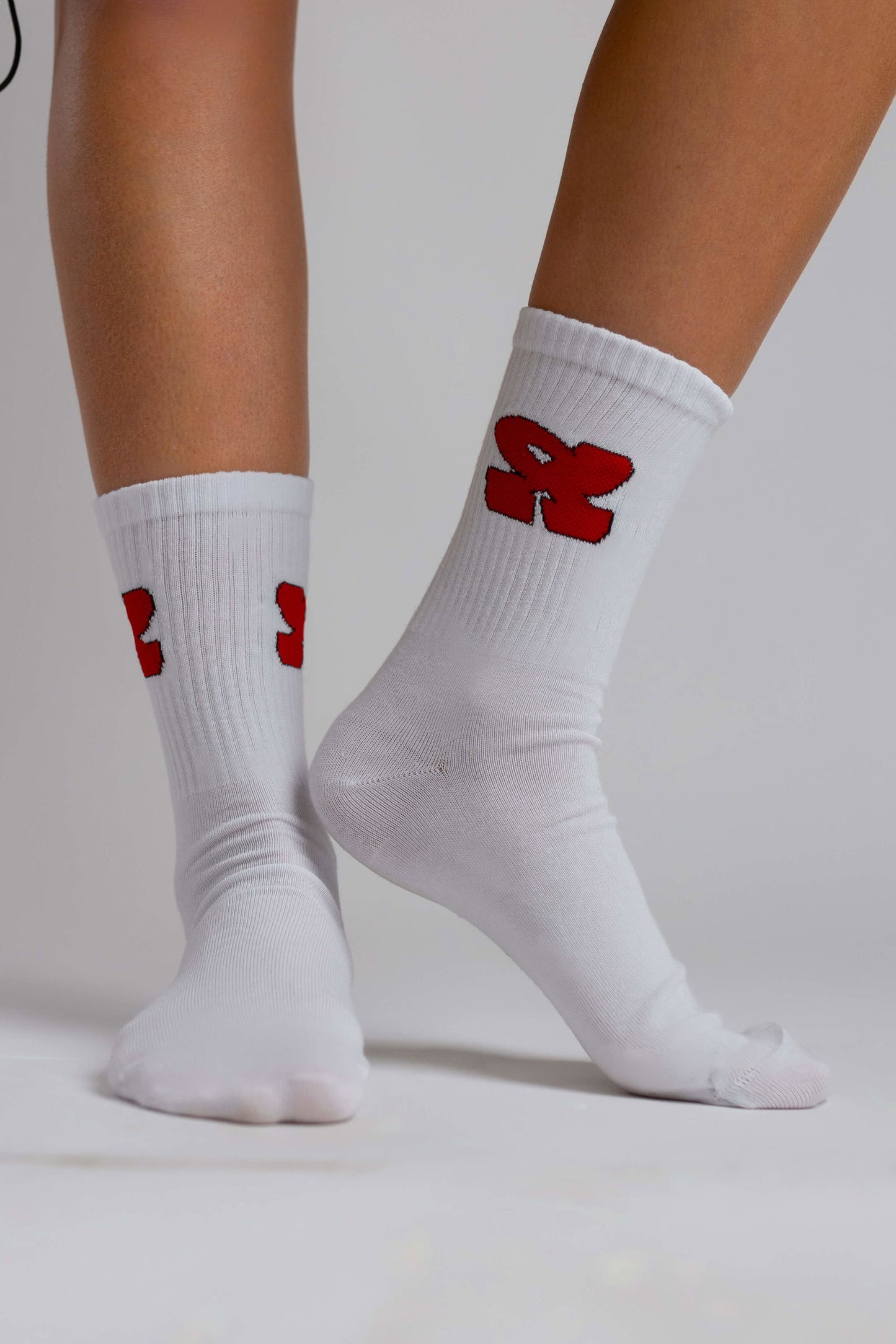 Mid Calf Cotton Socks-White - REDDOT