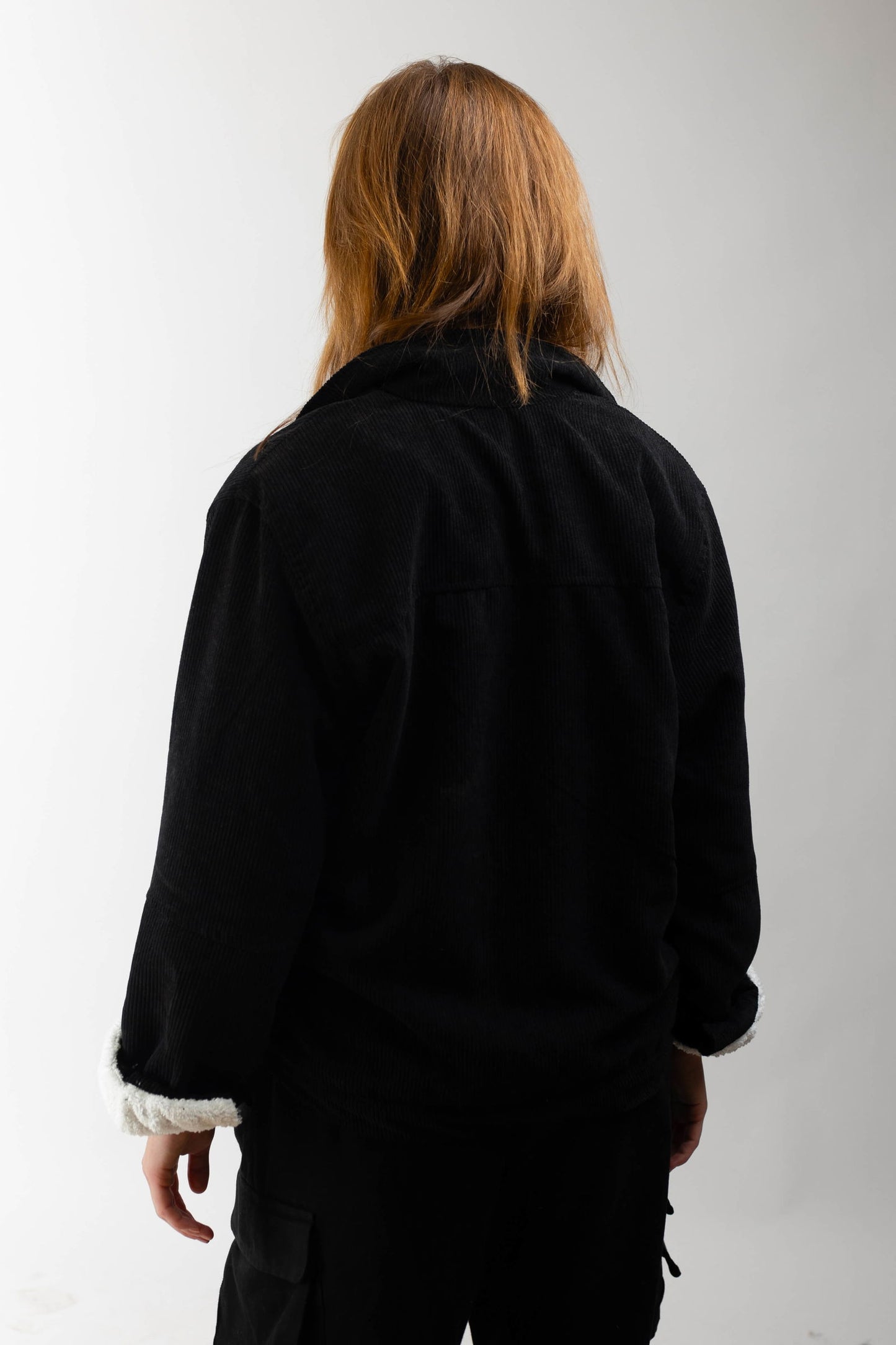 Oversized Corduroy Jacket-Black - REDDOT