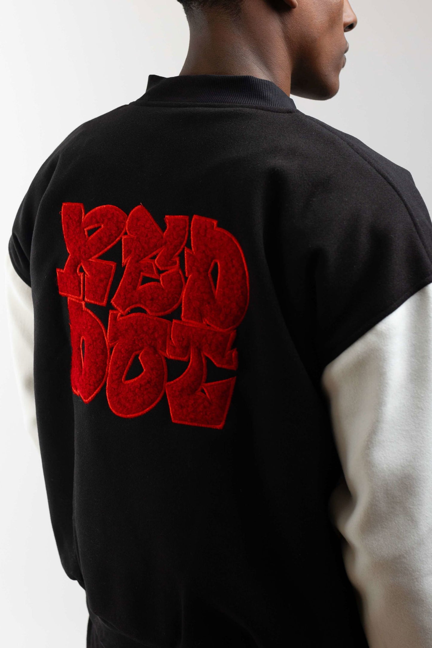 Oversized Varsity Jacket-Black/White - REDDOT