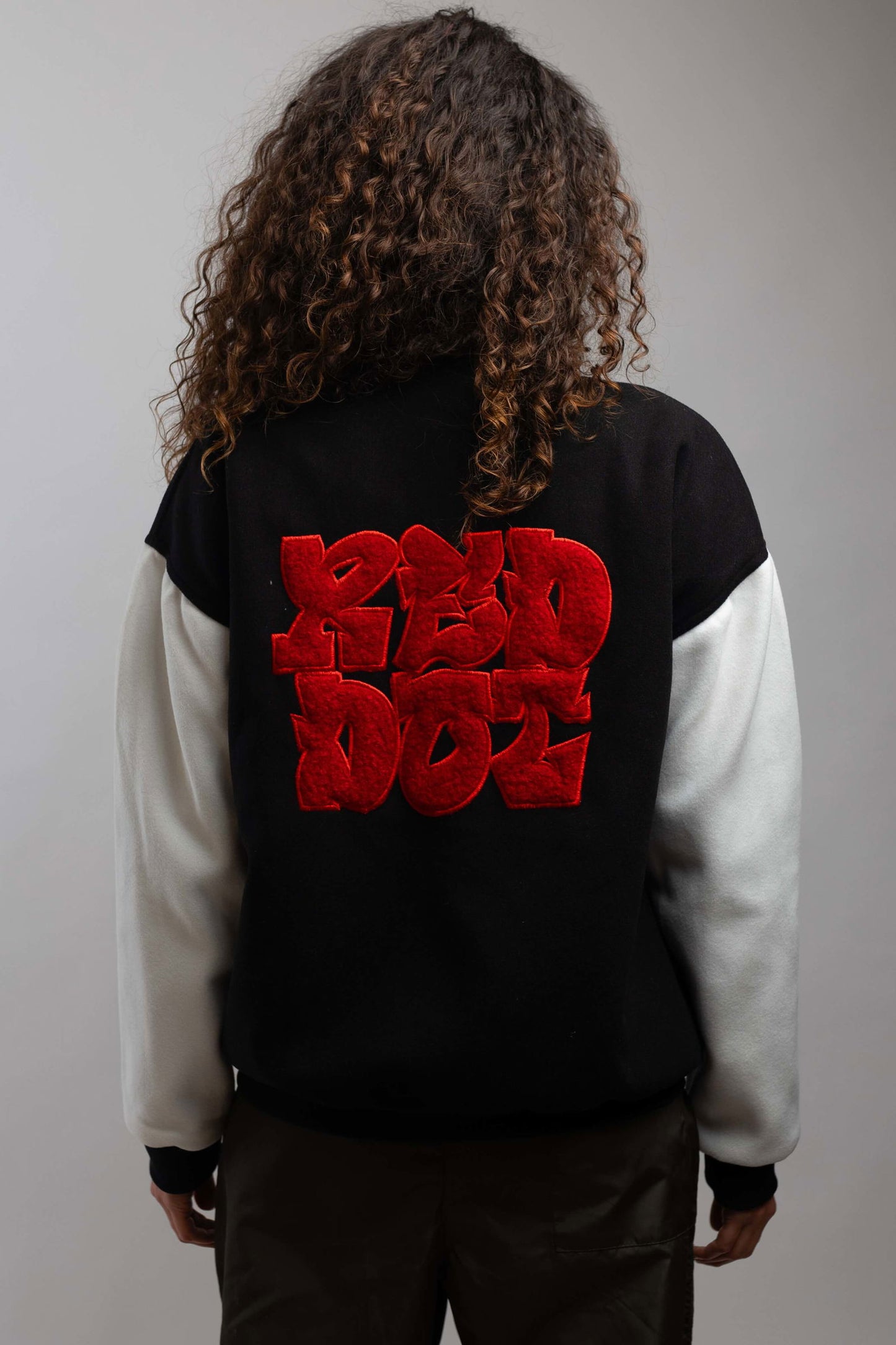 Oversized Varsity Jacket-Black/White - REDDOT
