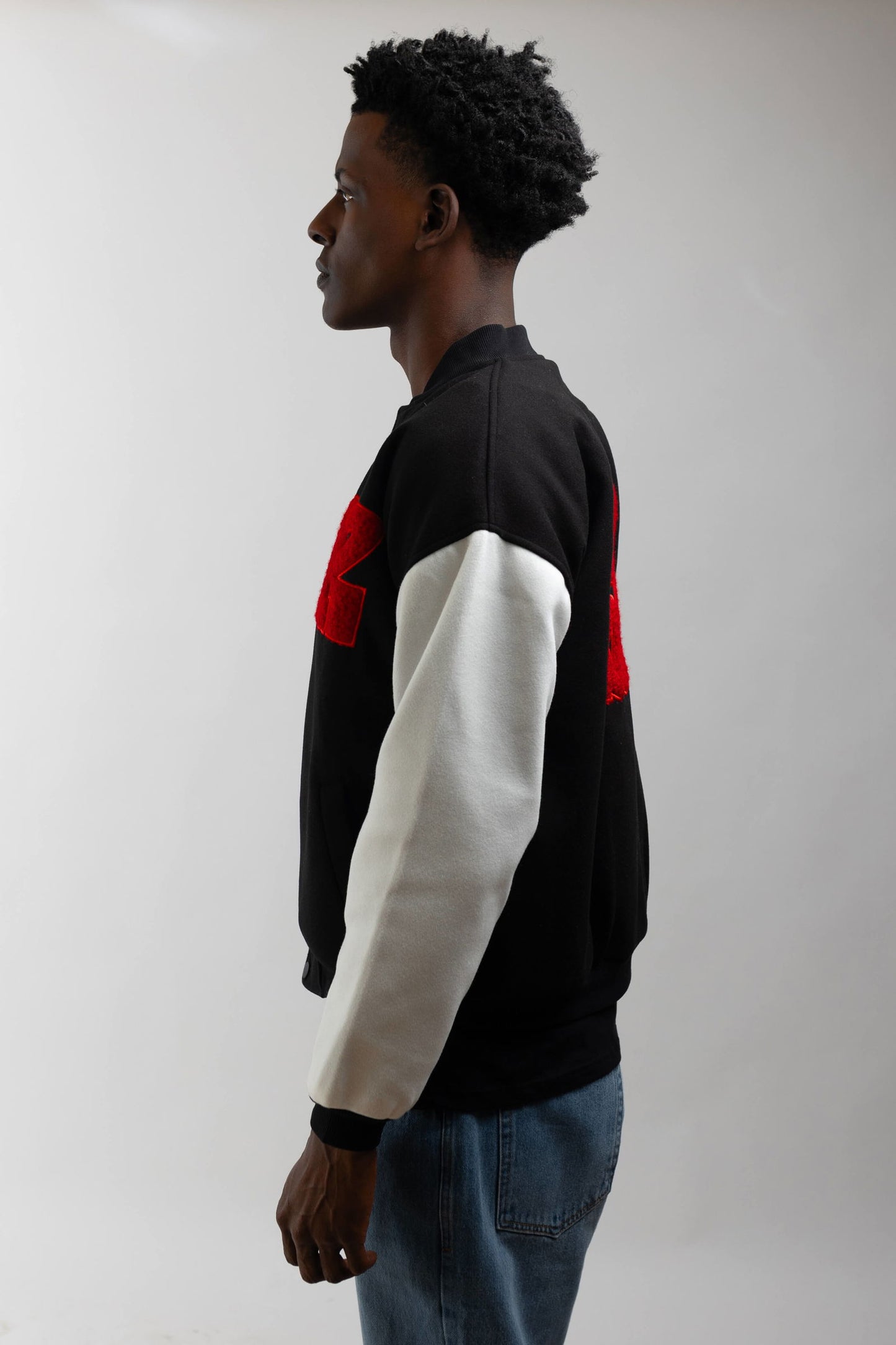 Oversized Varsity Jacket-Black/White - REDDOT