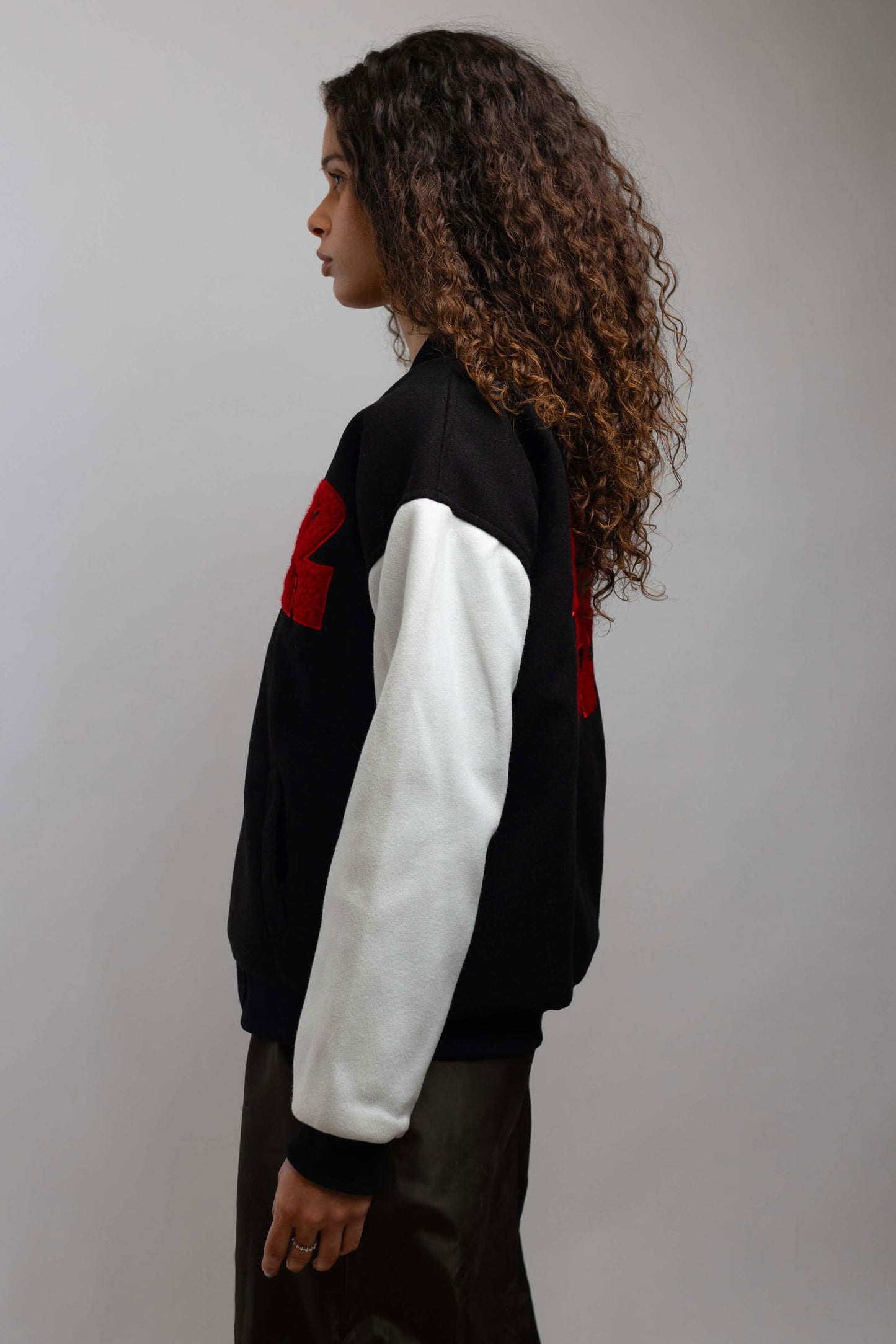 Oversized Varsity Jacket-Black/White - REDDOT
