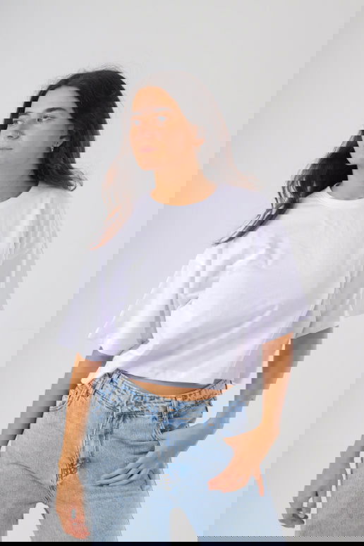Basic Oversize Crop Top-White - REDDOT
