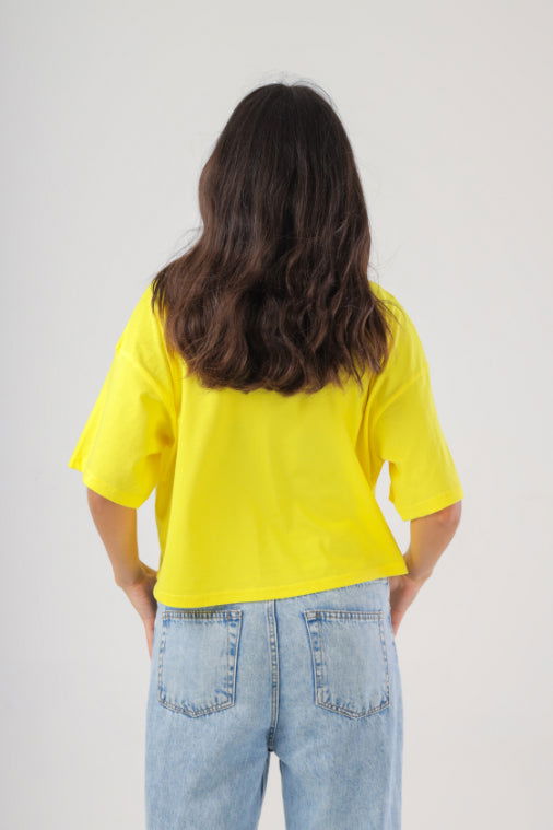 Basic Oversize Crop Top-Yellow - REDDOT