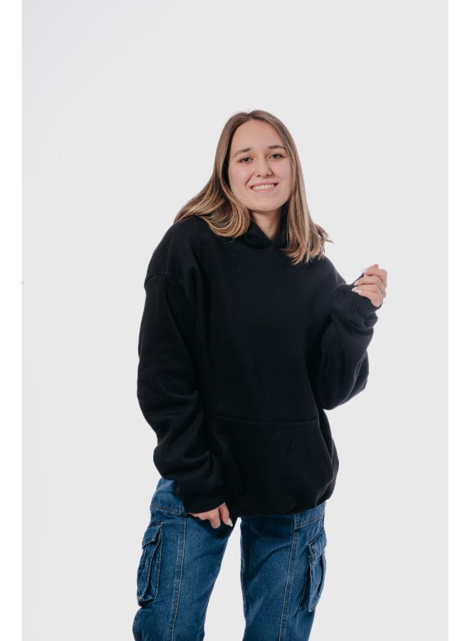 Basic Oversized Hoodie-Black - REDDOT