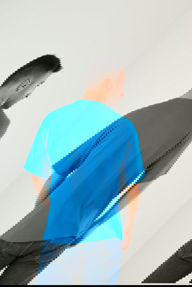 Basic Oversized Tee Labeled-Azure Blue - REDDOT