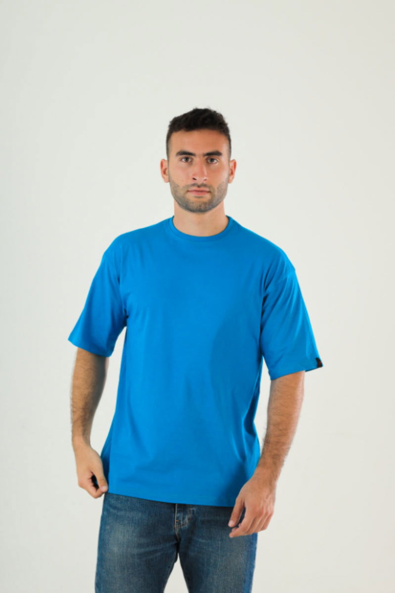 Basic Oversized Tee Labeled-Azure Blue - REDDOT
