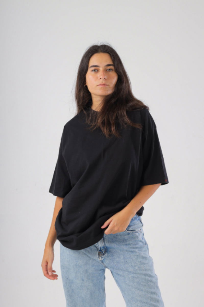 Basic Oversized Tee Labeled-Black - REDDOT