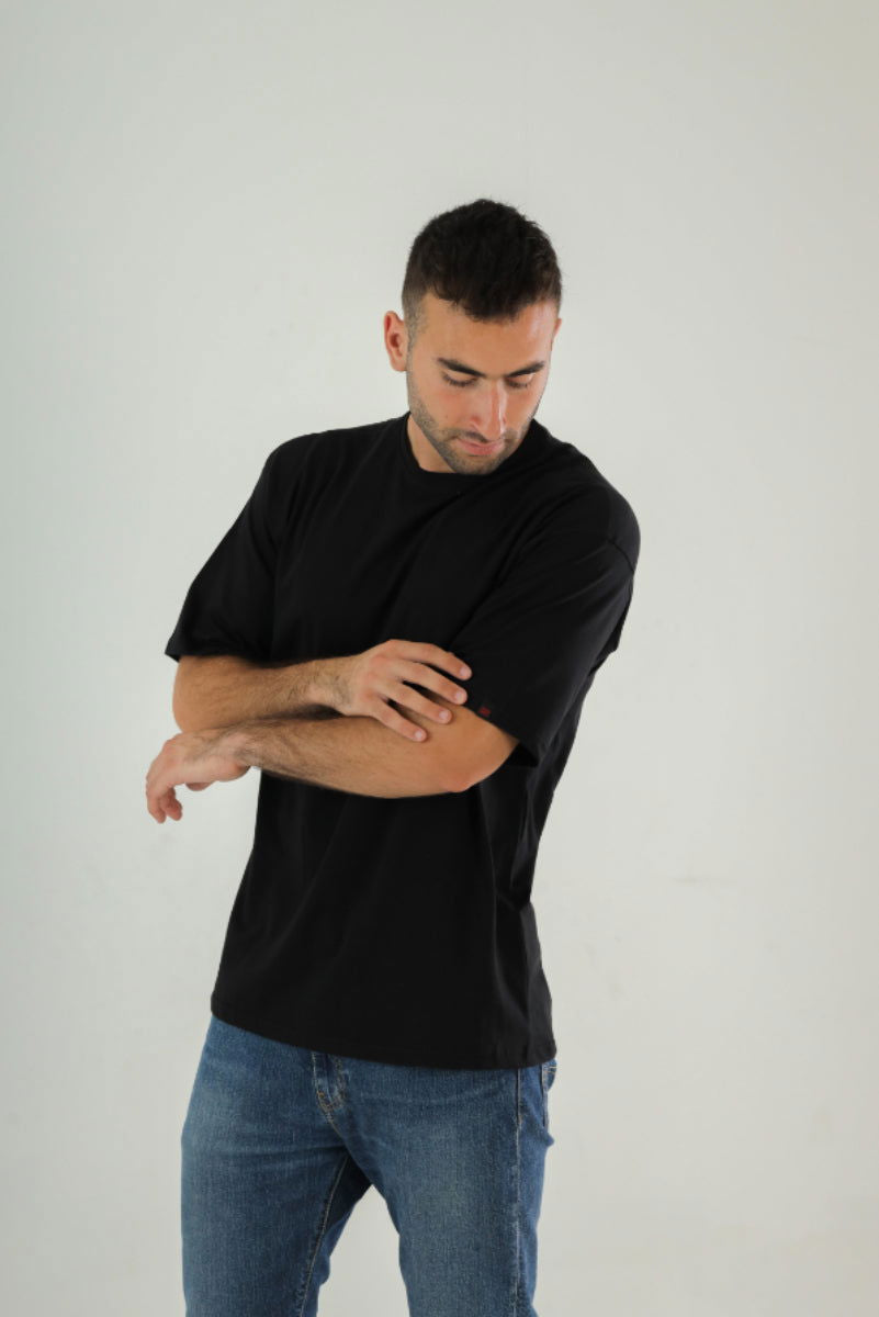 Basic Oversized Tee Labeled-Black - REDDOT