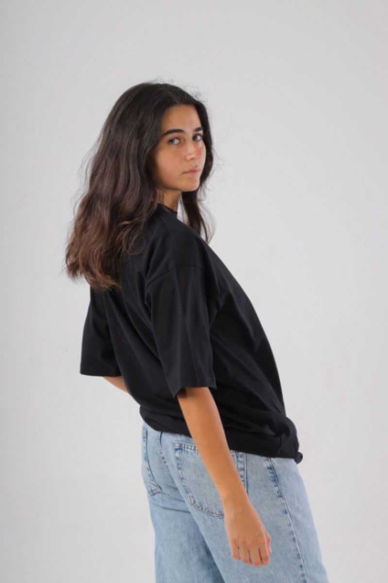 Basic Oversized Tee Labeled-Black - REDDOT