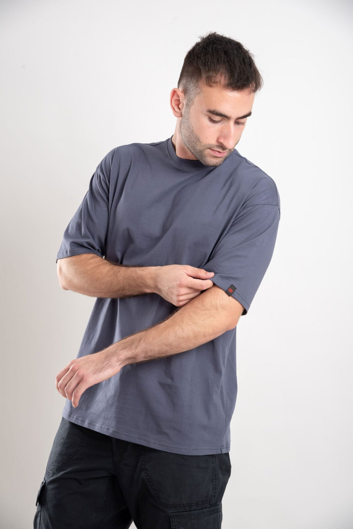 Basic Oversized Tee Labeled-Grey - REDDOT