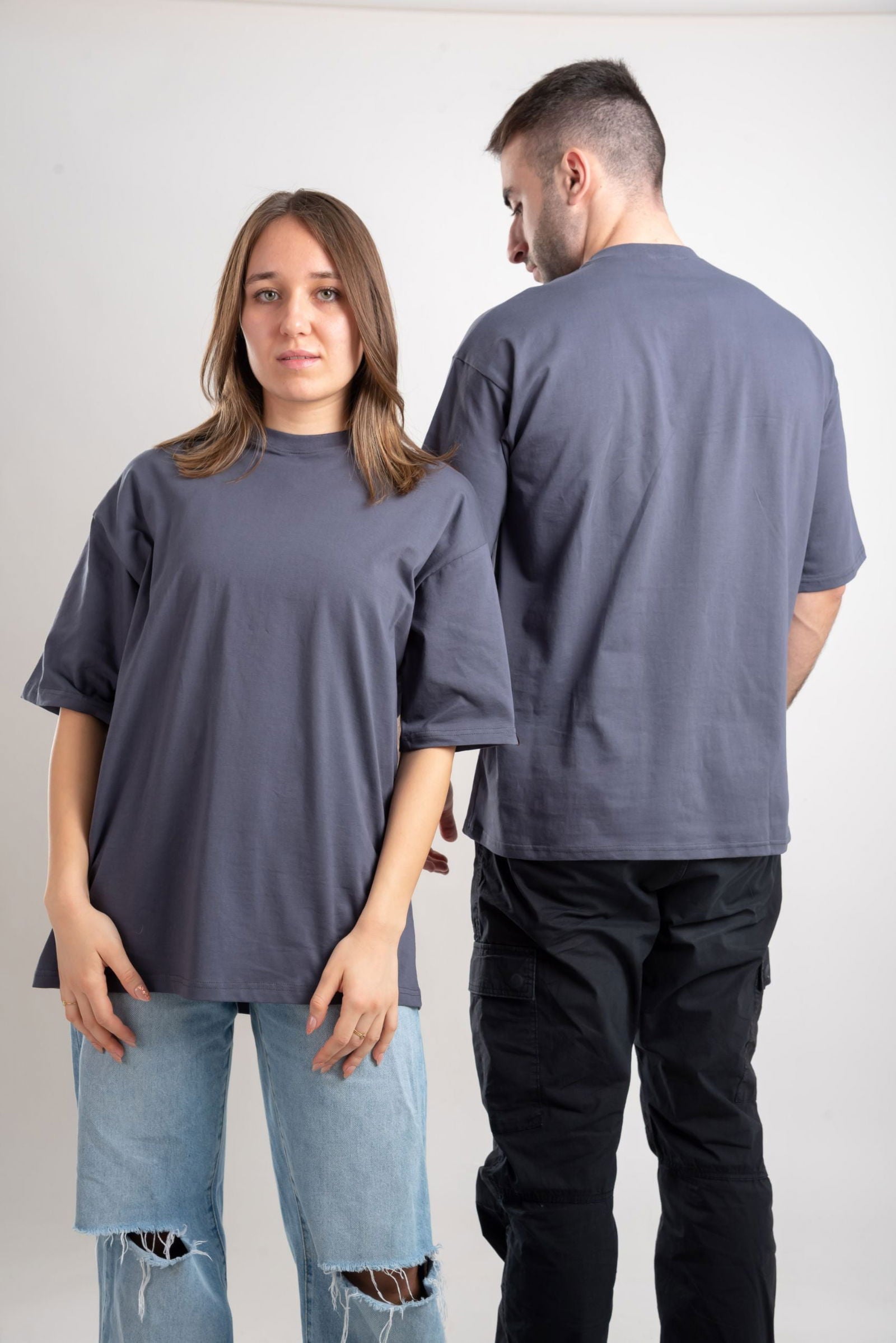 Basic Oversized Tee Labeled-Grey - REDDOT