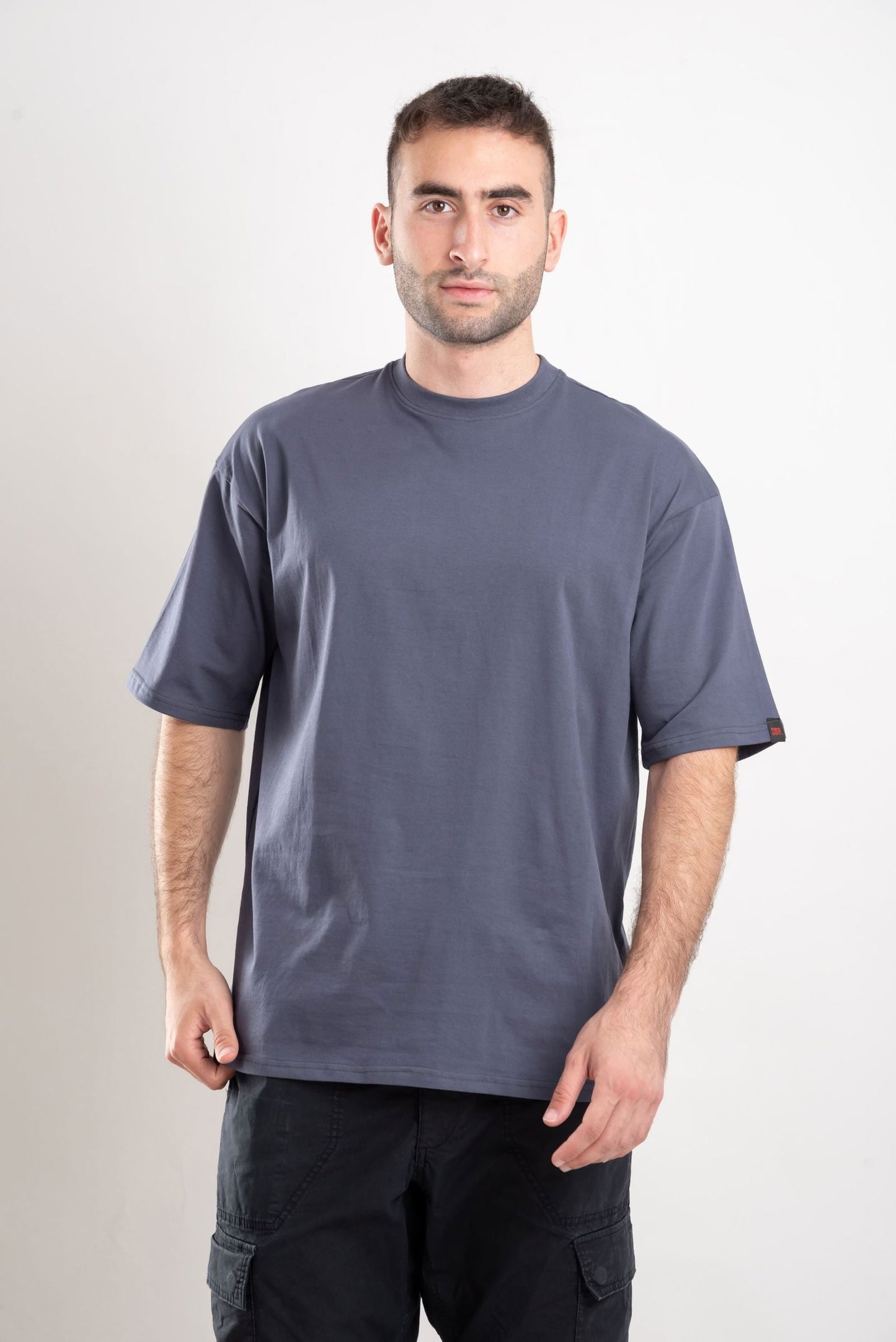 Basic Oversized Tee Labeled-Grey - REDDOT