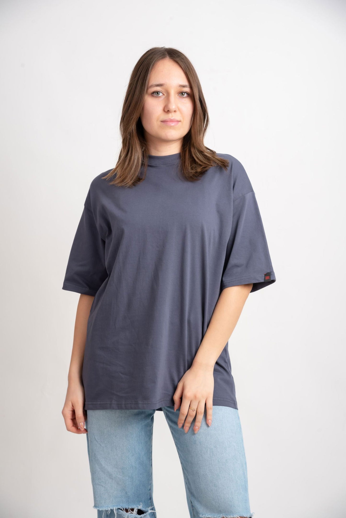 Basic Oversized Tee Labeled-Grey - REDDOT