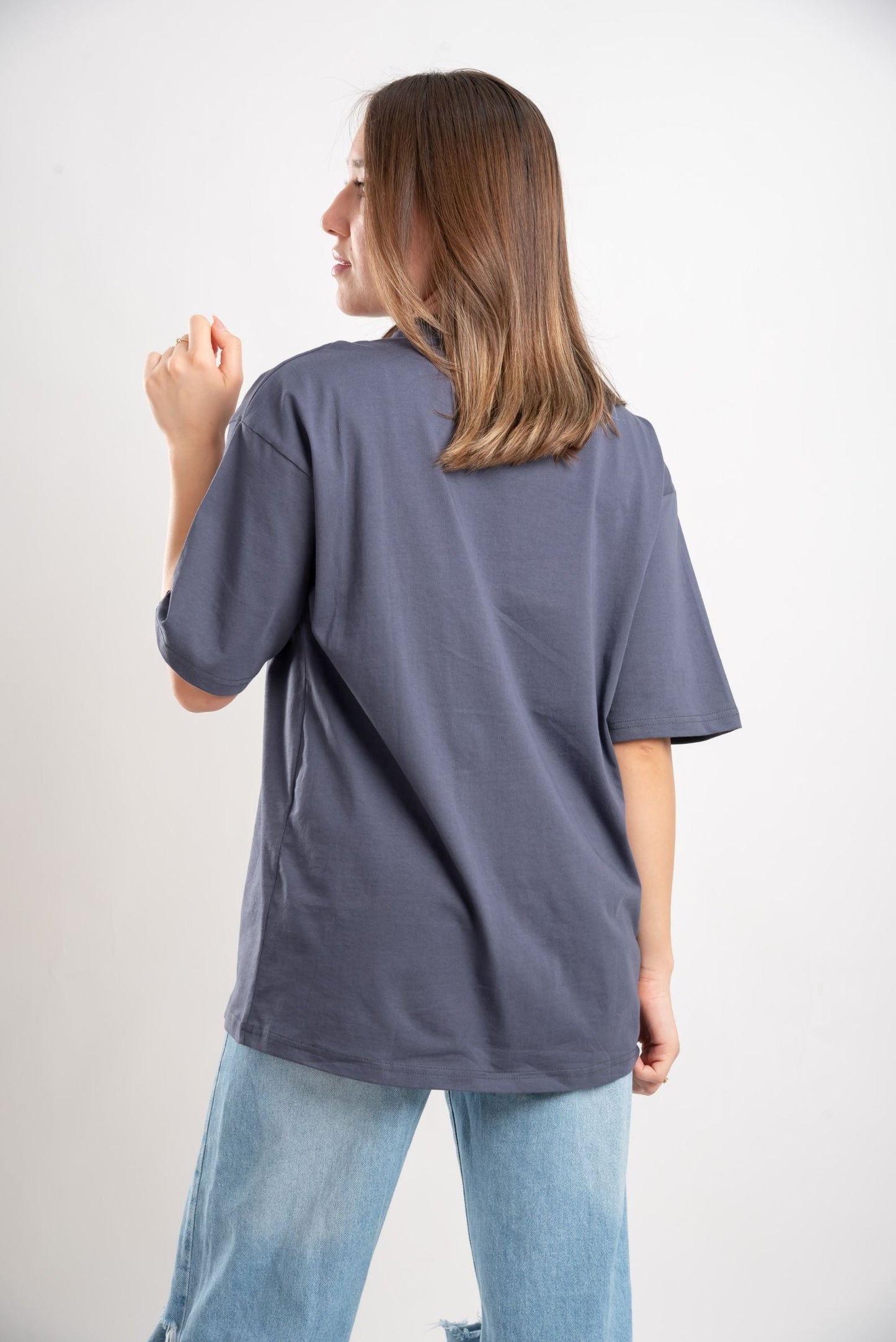 Basic Oversized Tee Labeled-Grey - REDDOT