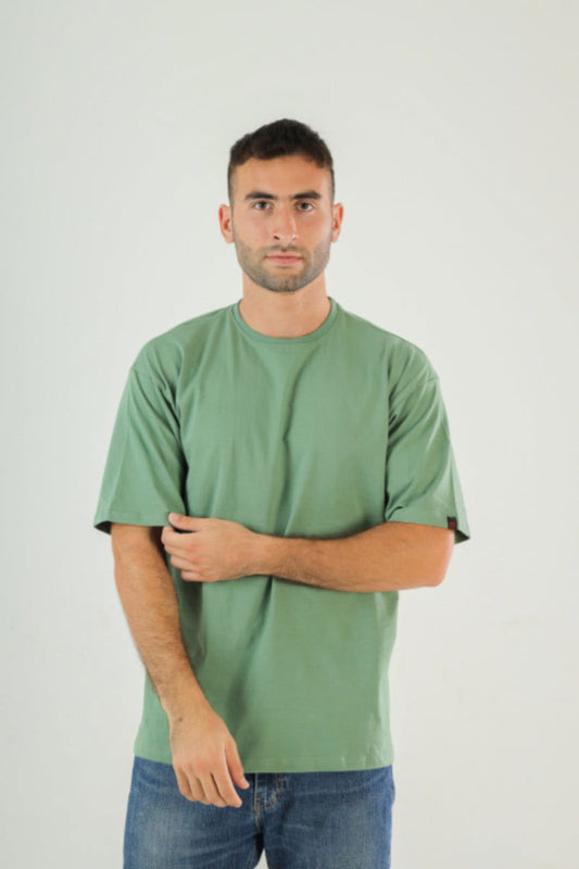 Basic Oversized Tee Labeled-Olive Green - REDDOT