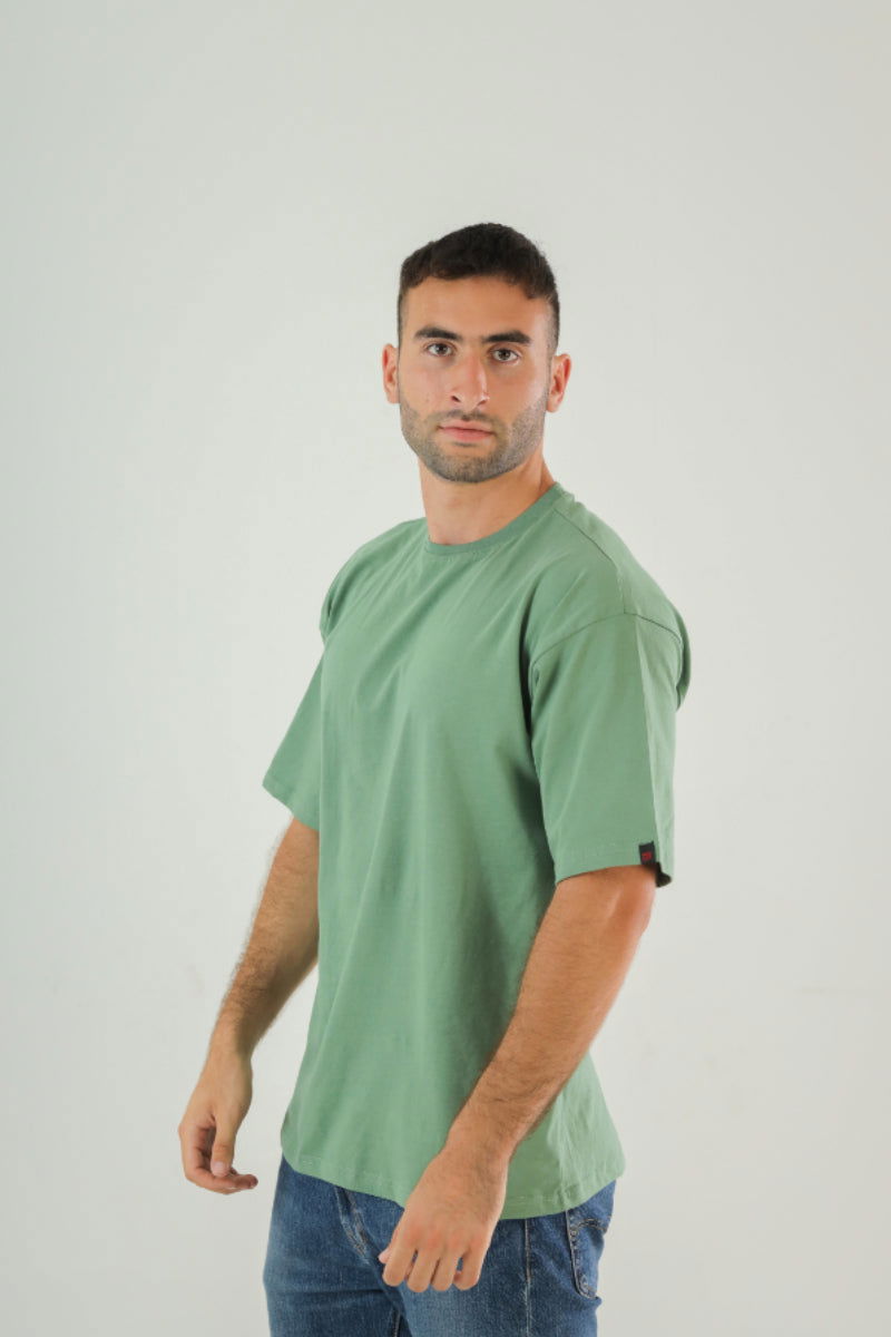Basic Oversized Tee Labeled-Olive Green - REDDOT