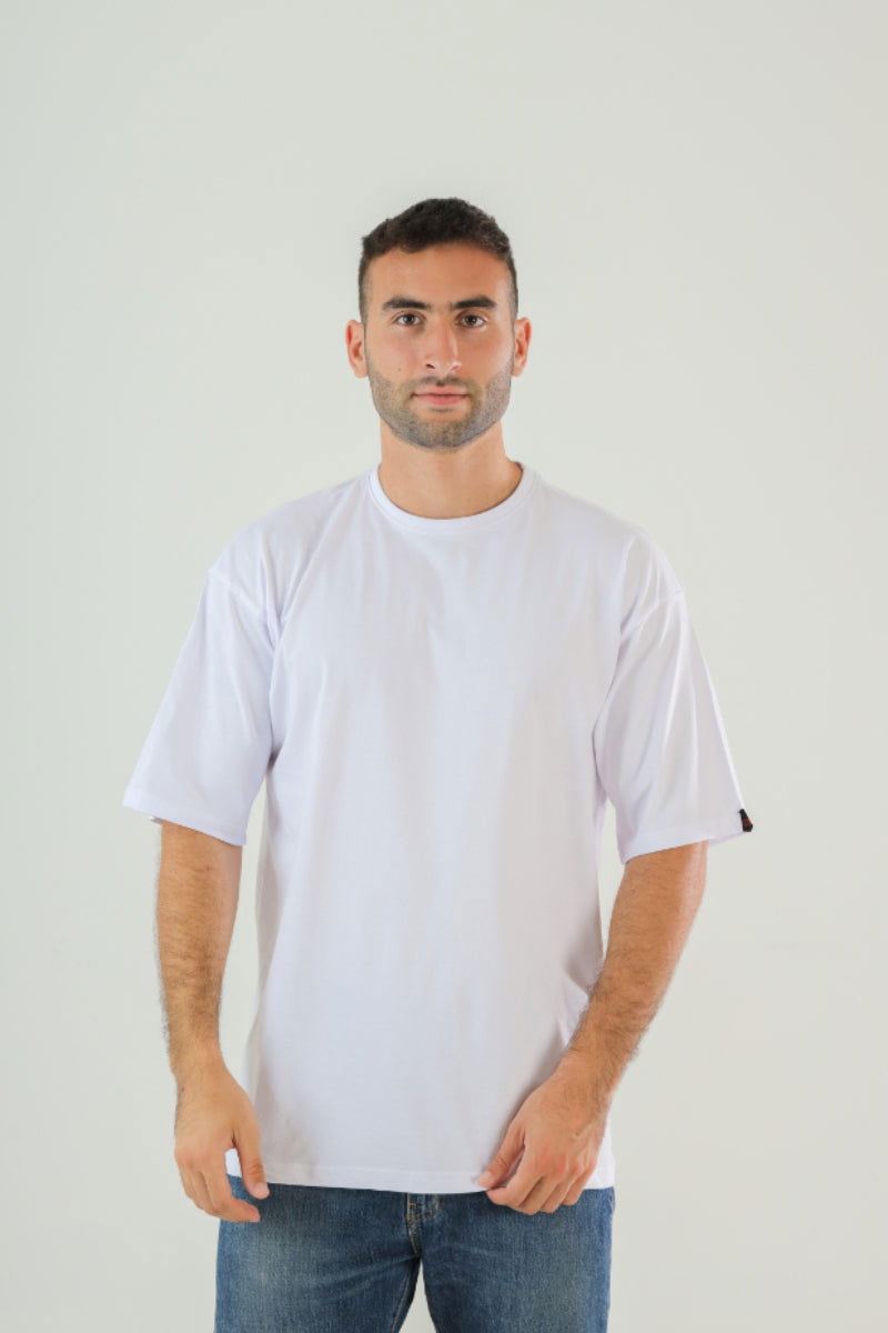 Basic Oversized Tee Labeled-White - REDDOT