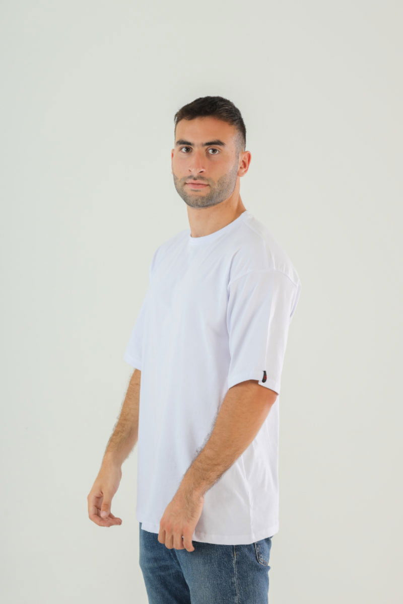 Basic Oversized Tee Labeled-White - REDDOT