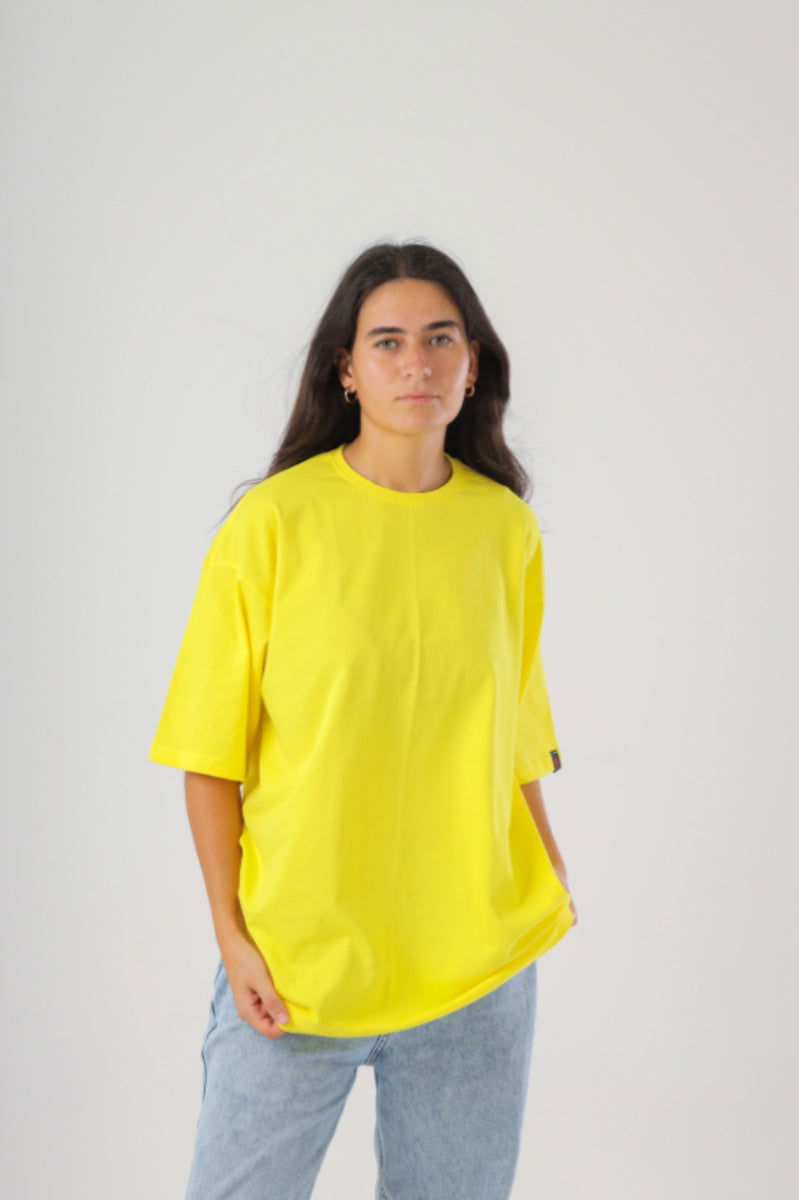 Basic Oversized Tee Labeled-Yellow - REDDOT