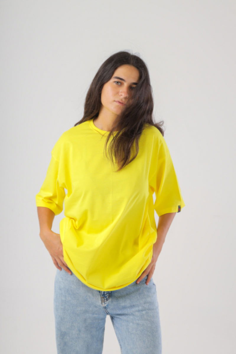 Basic Oversized Tee Labeled-Yellow - REDDOT