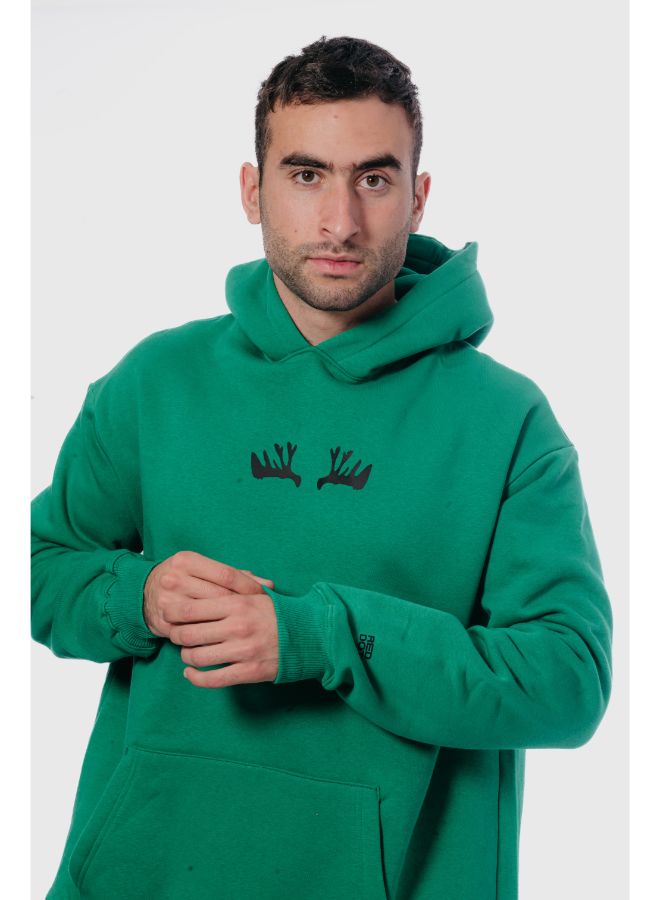 Christmas Reindeer Hoodie-Green - REDDOT