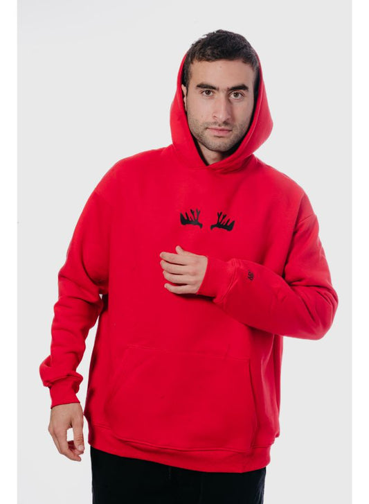 Christmas Reindeer Hoodie-Red - REDDOT