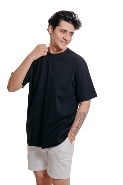 Colorful Comfy oversized Tee-Black - REDDOT