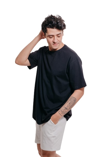 Colorful Comfy oversized Tee-Black - REDDOT