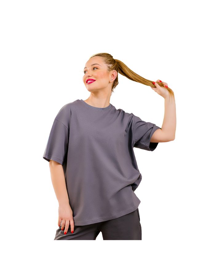Colorful Comfy oversized Tee-Grey - REDDOT