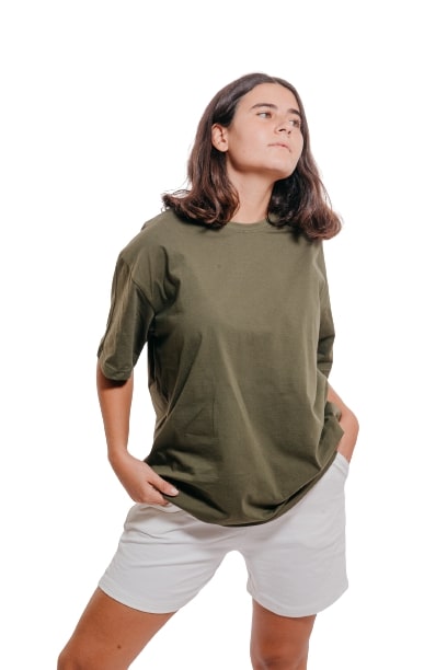 Colorful Comfy oversized Tee-Olive - REDDOT