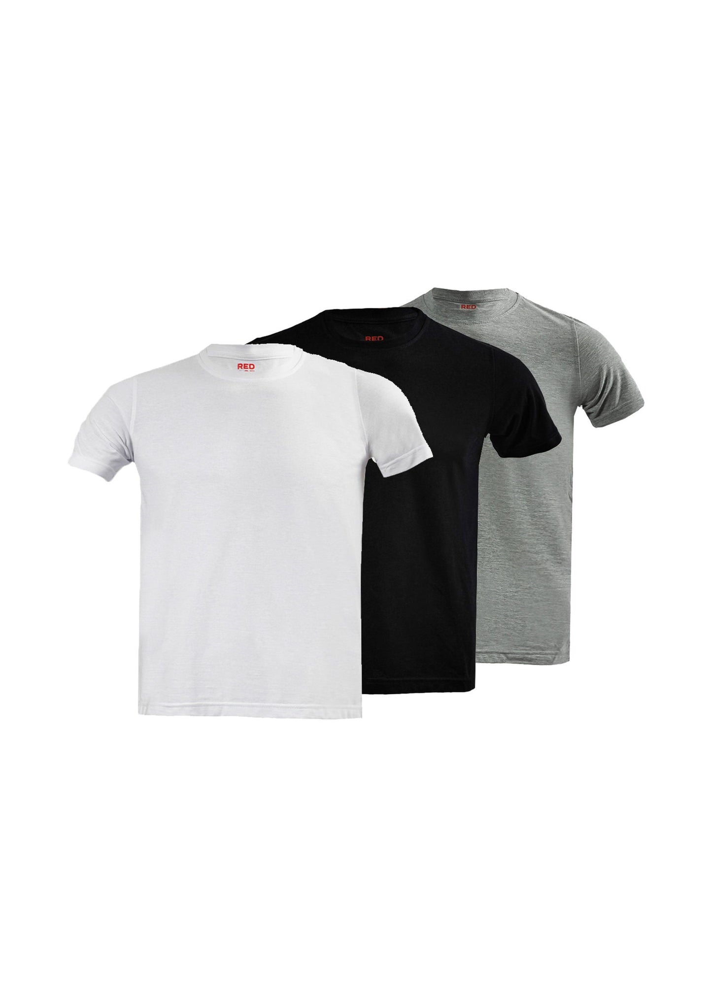 Economic Pack of Crew Tees-Multi Color ( White - Black - Grey ) - REDDOT