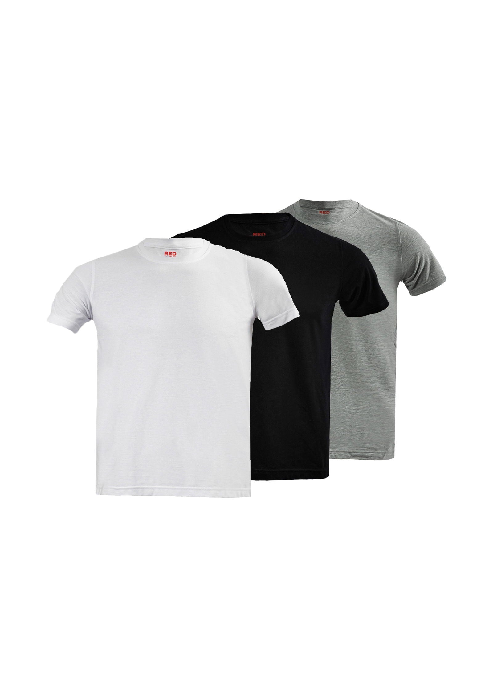 Economic Pack of Crew Tees-Multi Color ( White - Black - Grey ) - REDDOT