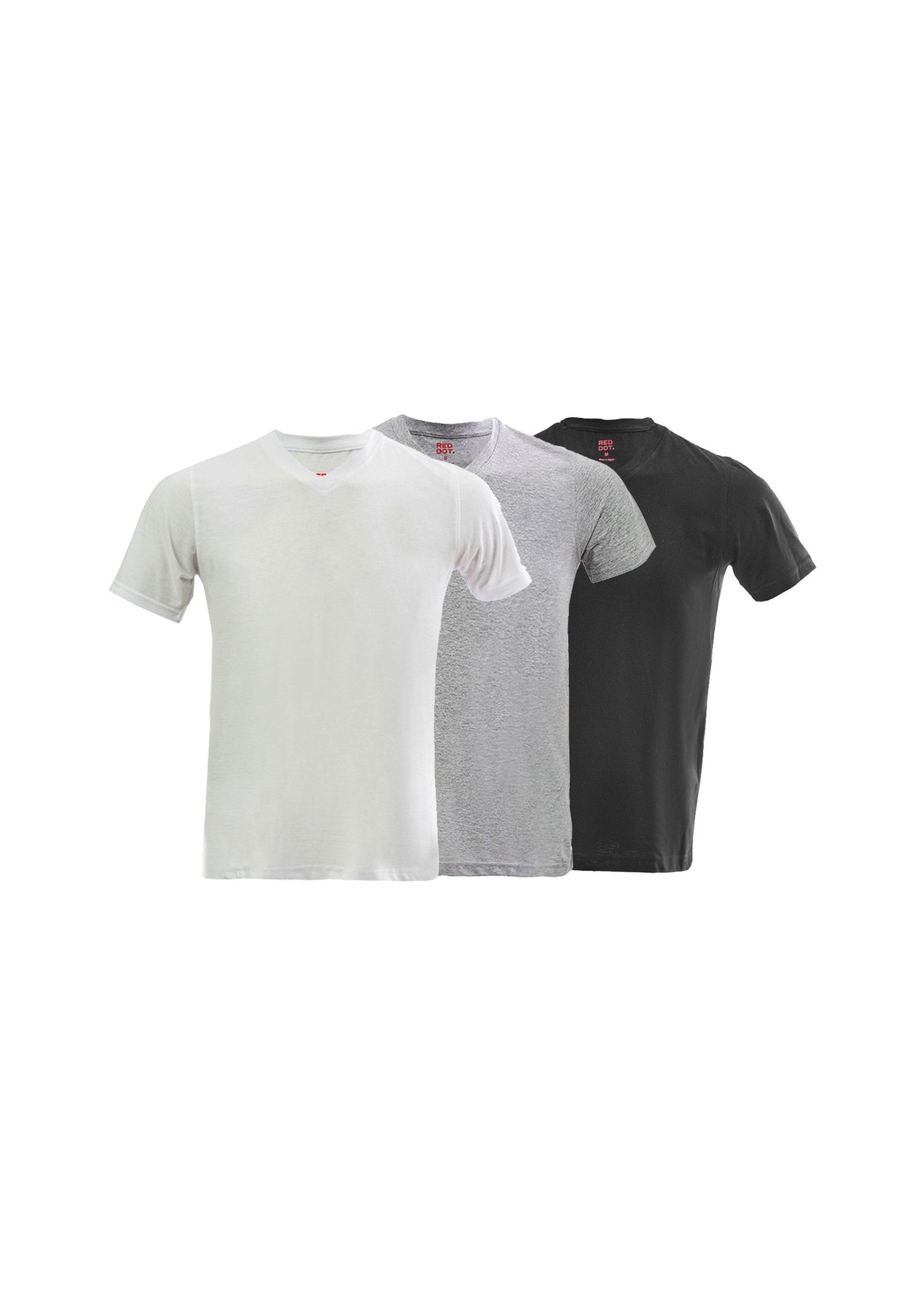 Economic Pack of V Tees-Multi Color ( White - Black - Grey ) - REDDOT