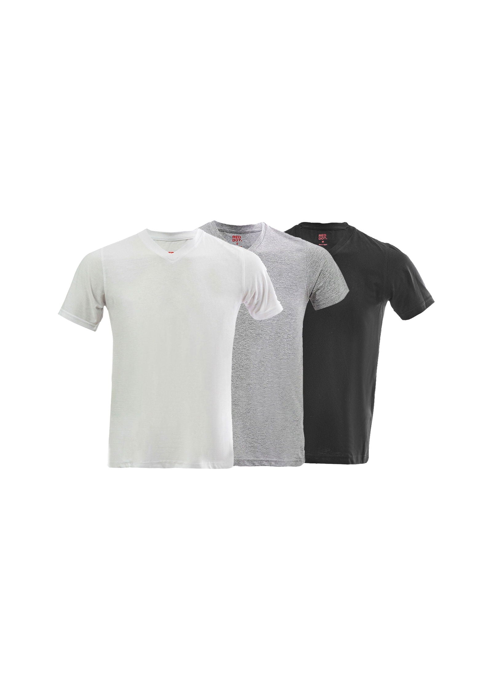 Economic Pack of V Tees-Multi Color ( White - Black - Grey ) - REDDOT