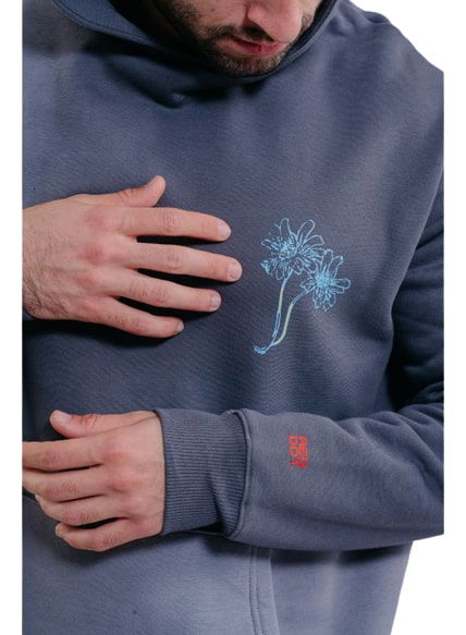 Flower Face Oversize Hoodies-Charcoal Grey - REDDOT