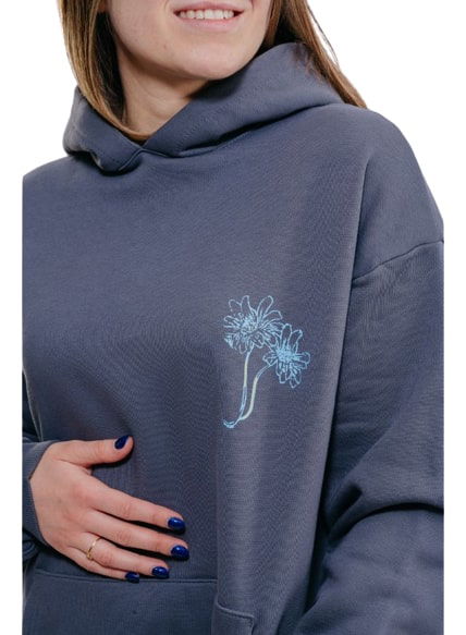Flower Face Oversize Hoodies-Charcoal Grey - REDDOT