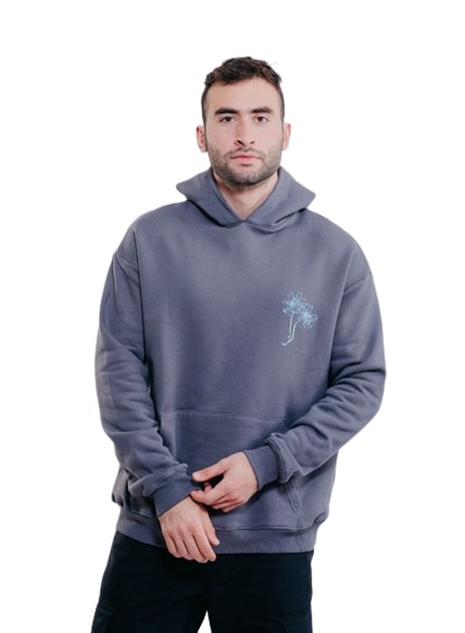 Flower Face Oversize Hoodies-Charcoal Grey - REDDOT