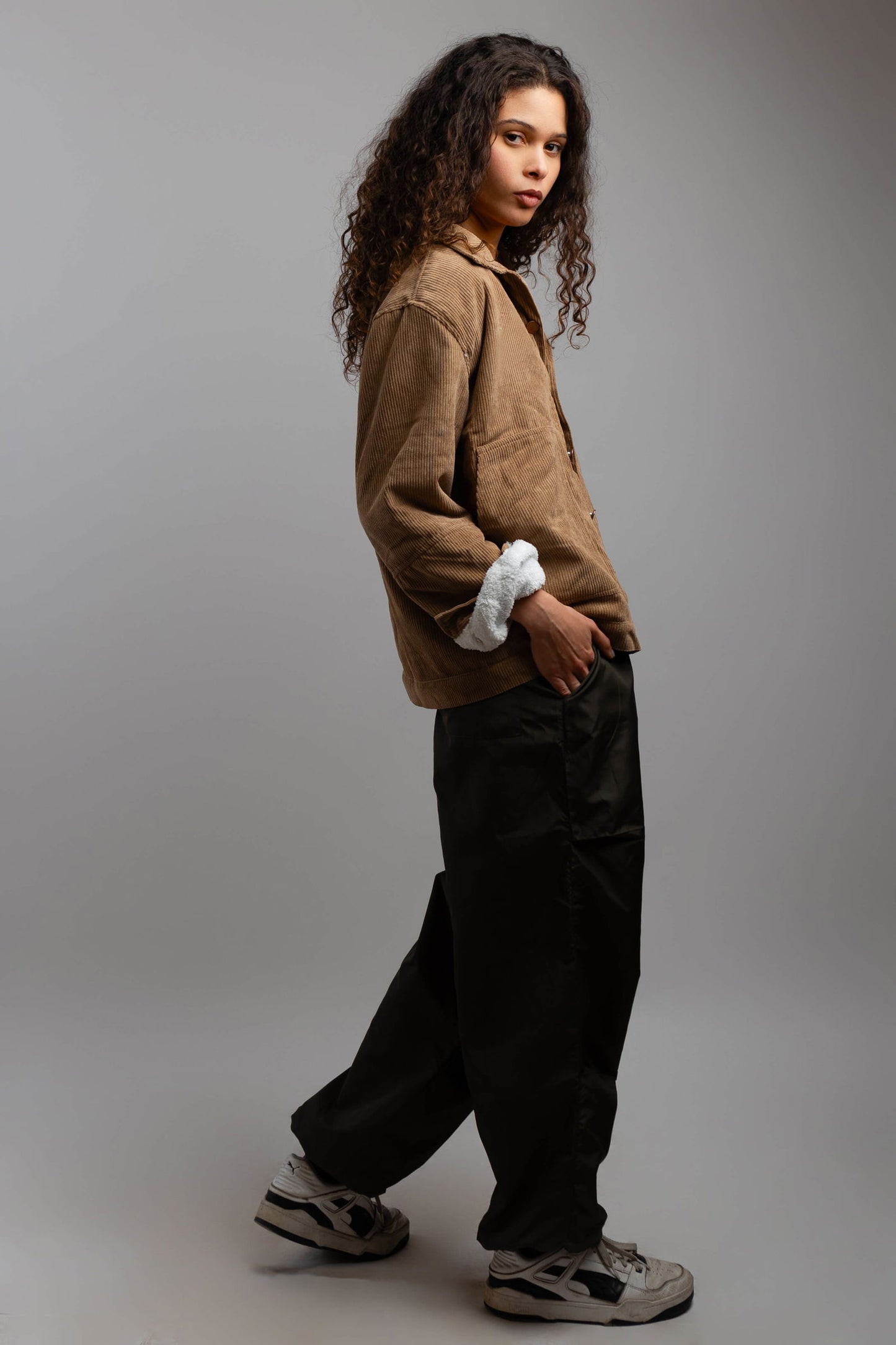 Oversized Corduroy Jacket-Beige - REDDOT