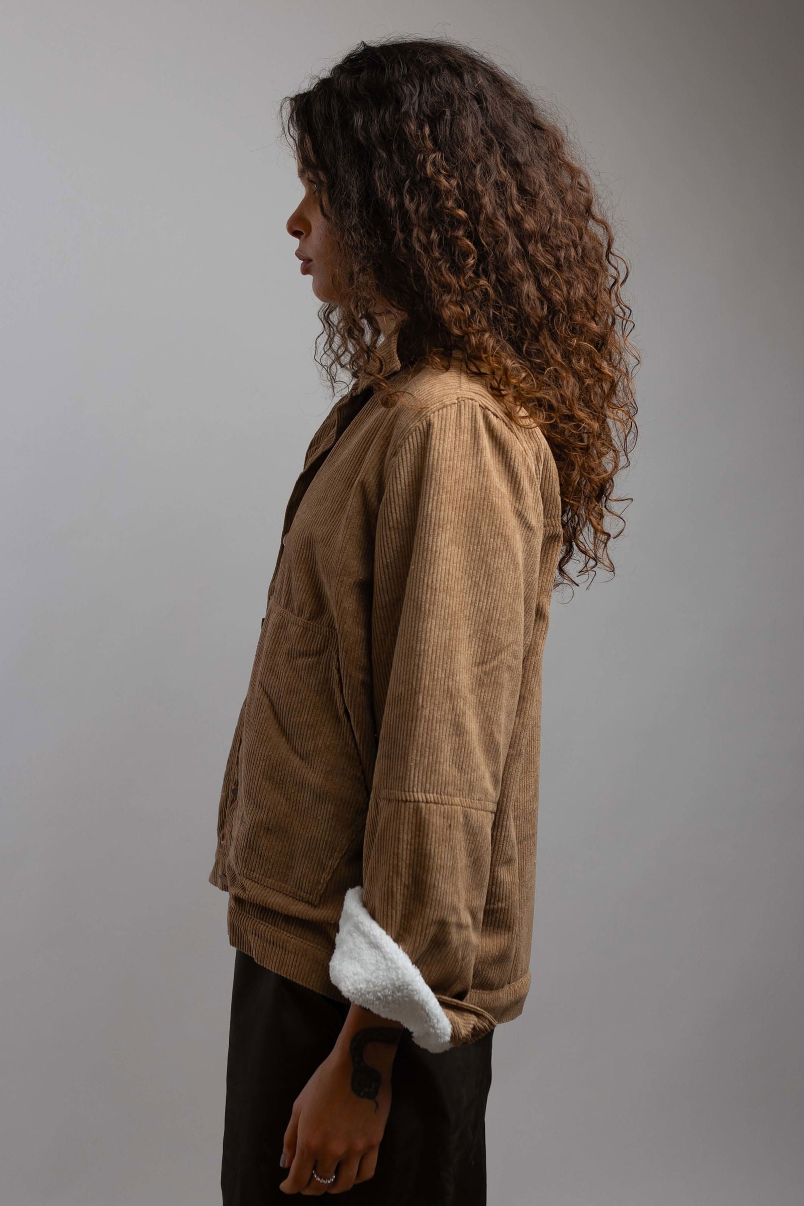 Oversized Corduroy Jacket-Beige - REDDOT